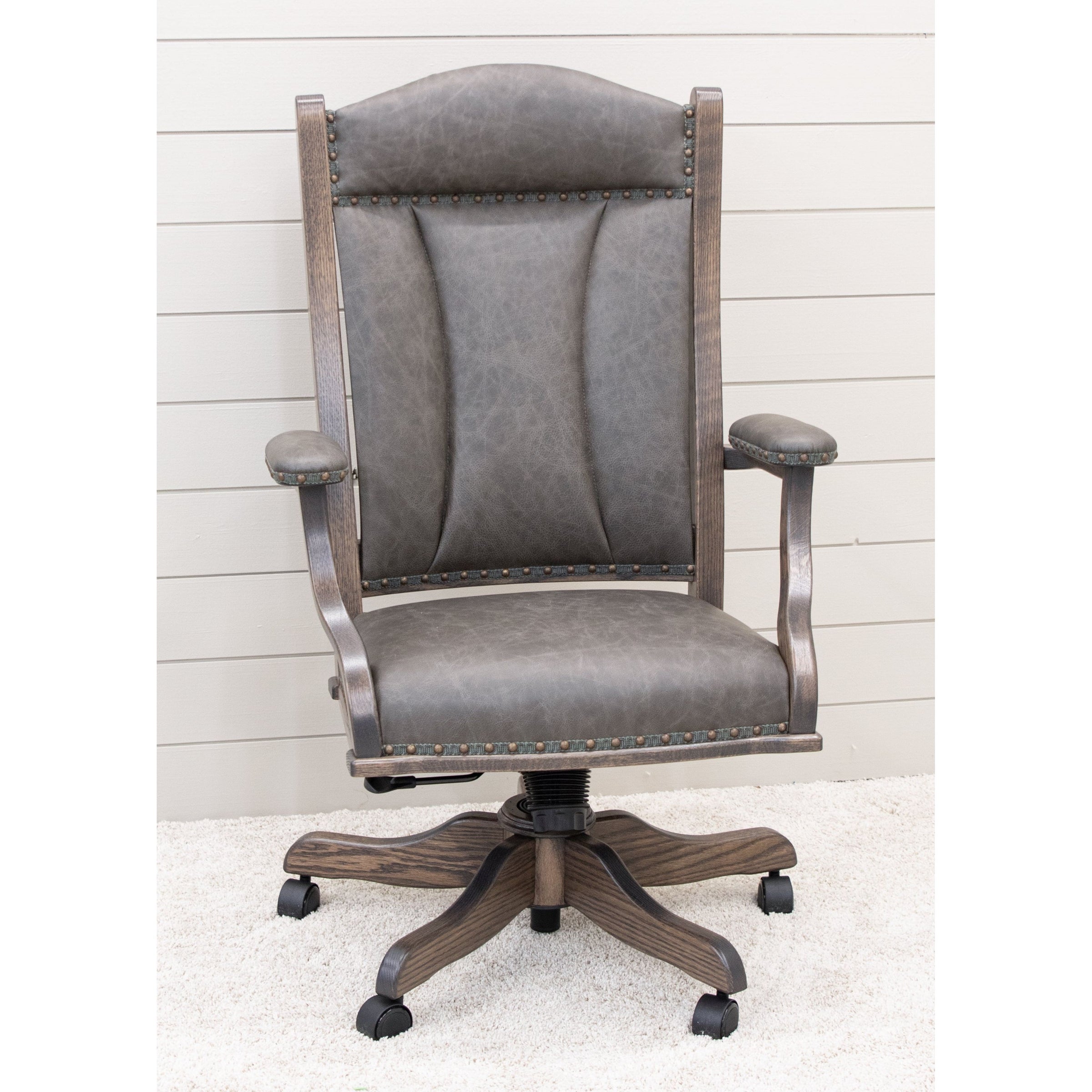Bristol Grey Leather Office Chair | O-SB