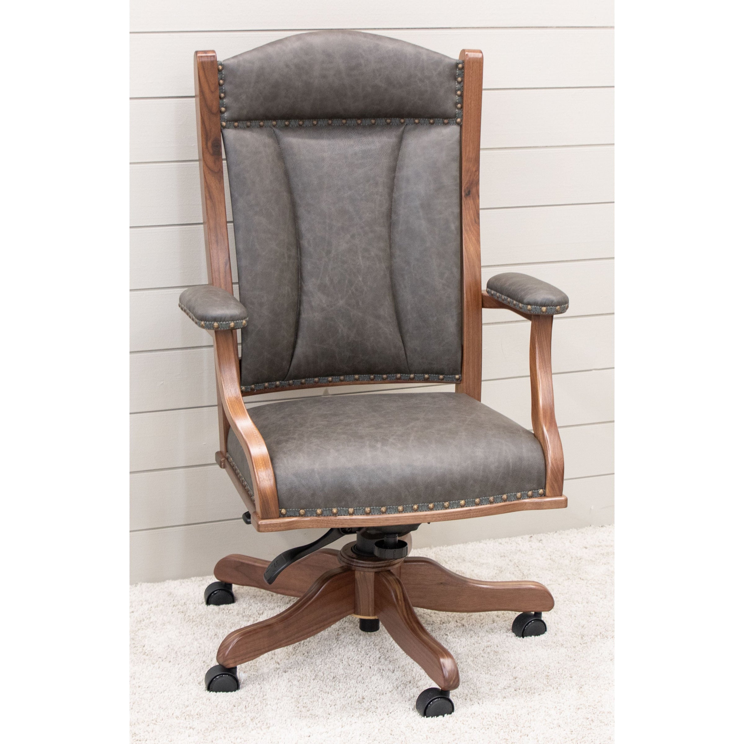 Bristol Grey Leather Office Chair | W-NAT