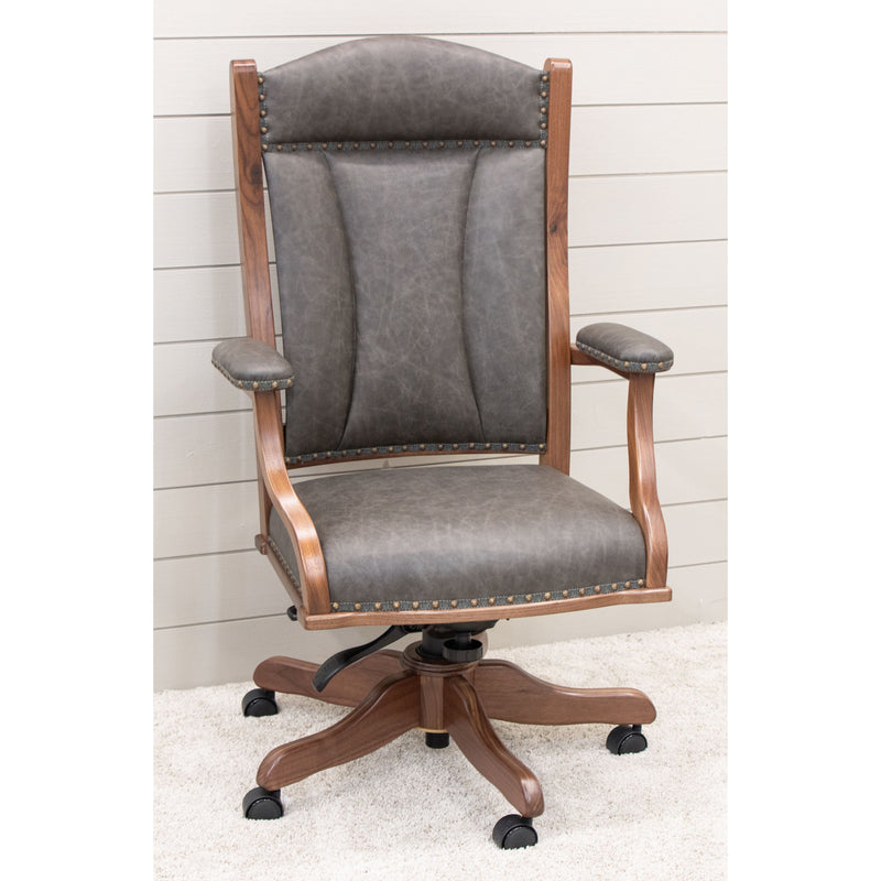Bristol Grey Leather Office Chair | W-NAT