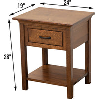 YSF Amish Mission 1-Drawer, Open Nightstand