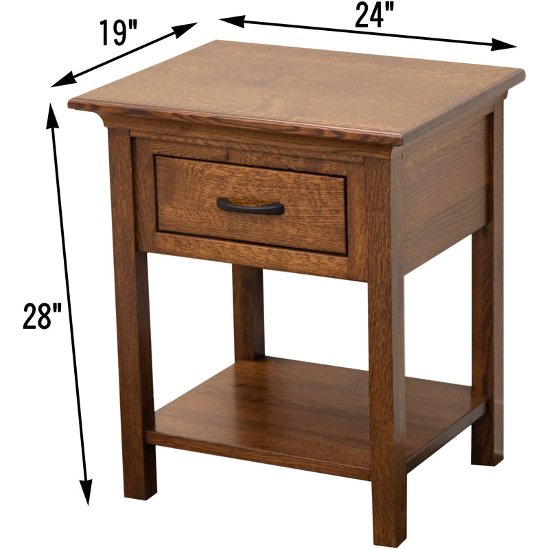 YSF Amish Mission 1-Drawer, Open Nightstand