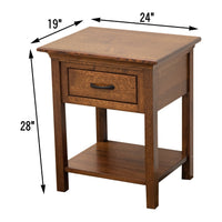 YSF Amish Mission 1-Drawer, Open Nightstand