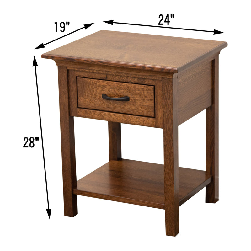 YSF Amish Mission 1-Drawer, Open Nightstand