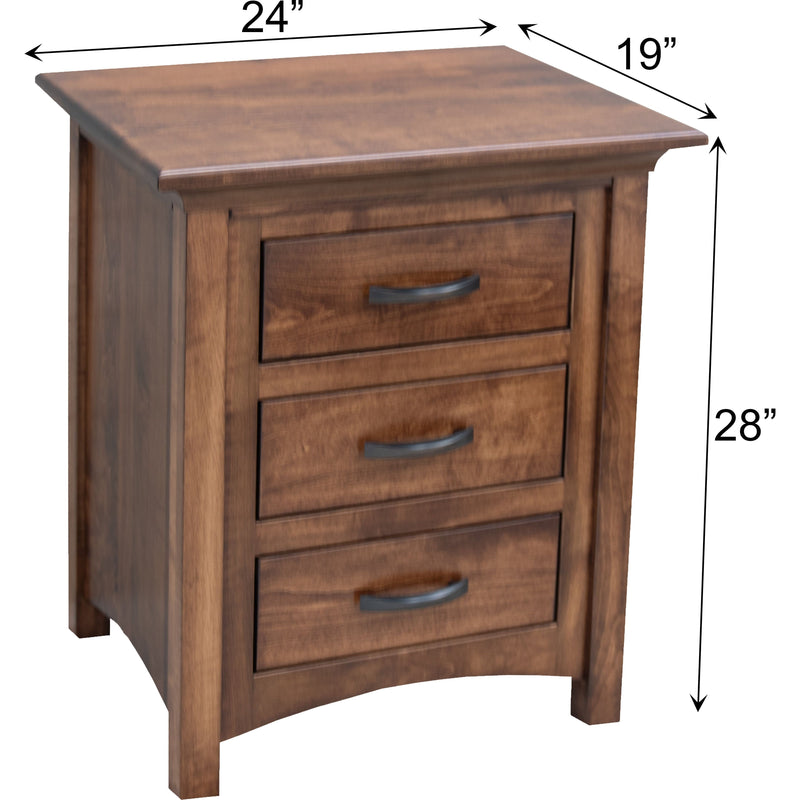 YSF Amish Mission 3-Drawer Nightstand