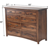 YSF Amish Mission 9-Drawer Tall Dresser