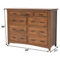 YSF Amish Mission 9-Drawer Tall Dresser