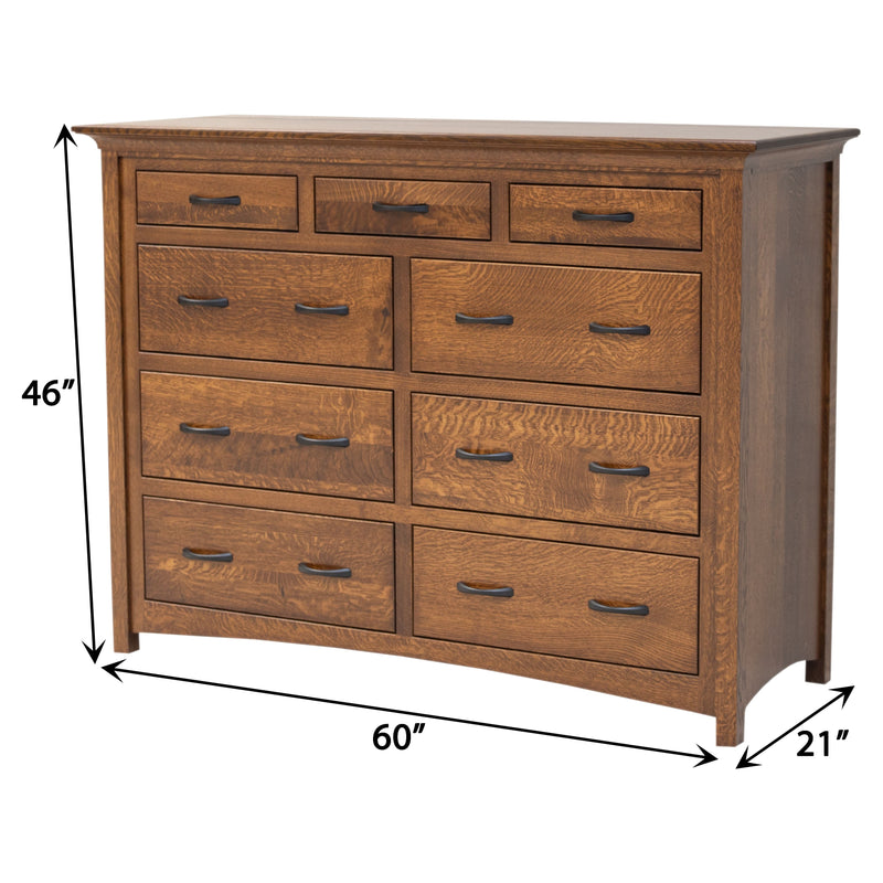 YSF Amish Mission 9-Drawer Tall Dresser