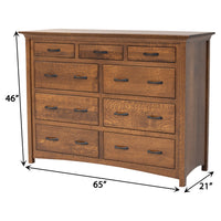 YSF Amish Mission 9-Drawer Tall Dresser