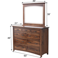 YSF Amish Mission 9-Drawer Tall Dresser