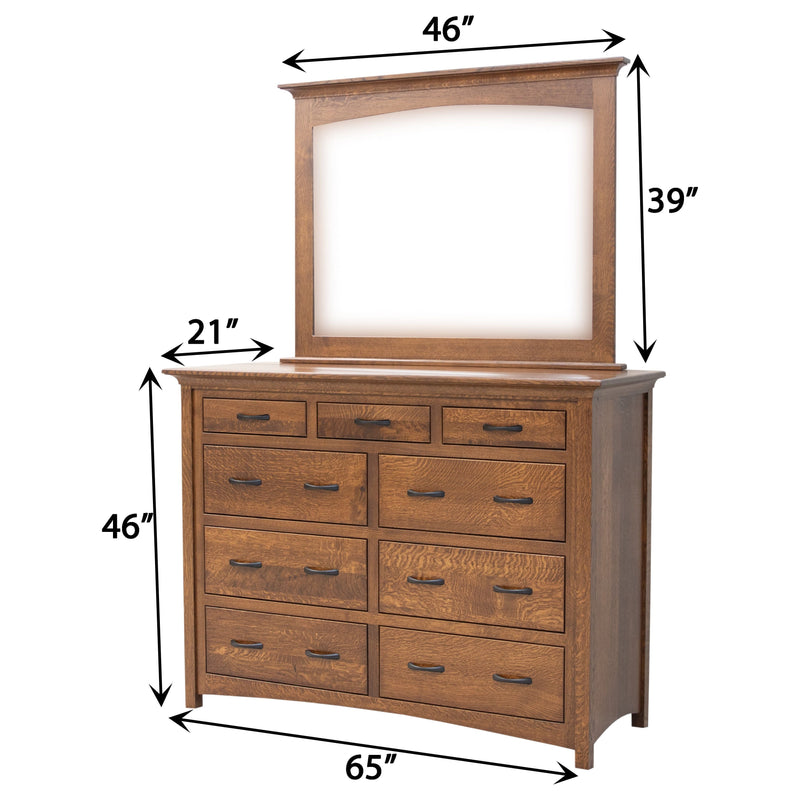 YSF Amish Mission 9-Drawer Tall Dresser