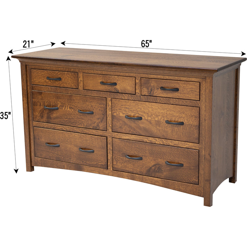 YSF Amish Mission 7-Drawer Low Dresser