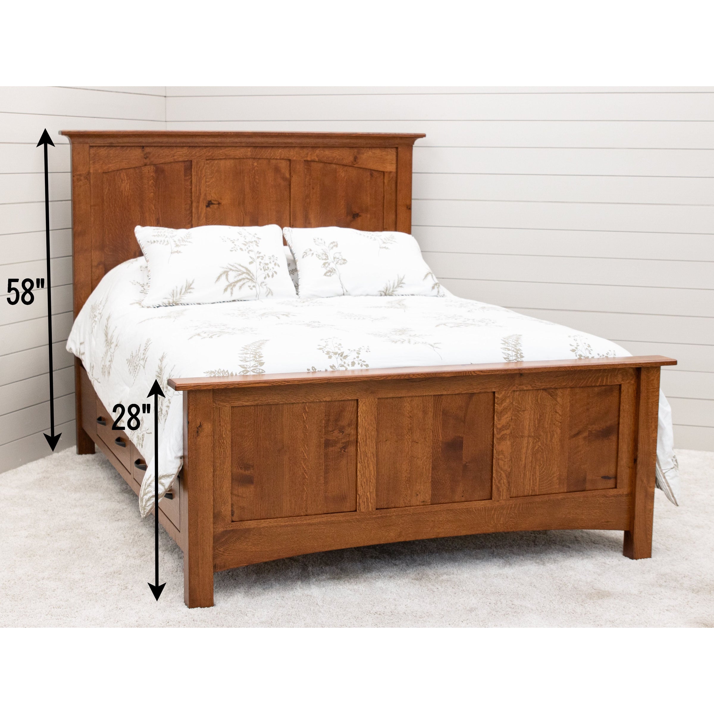 YSF Amish Mission Wood Panel Storage Platform Bed