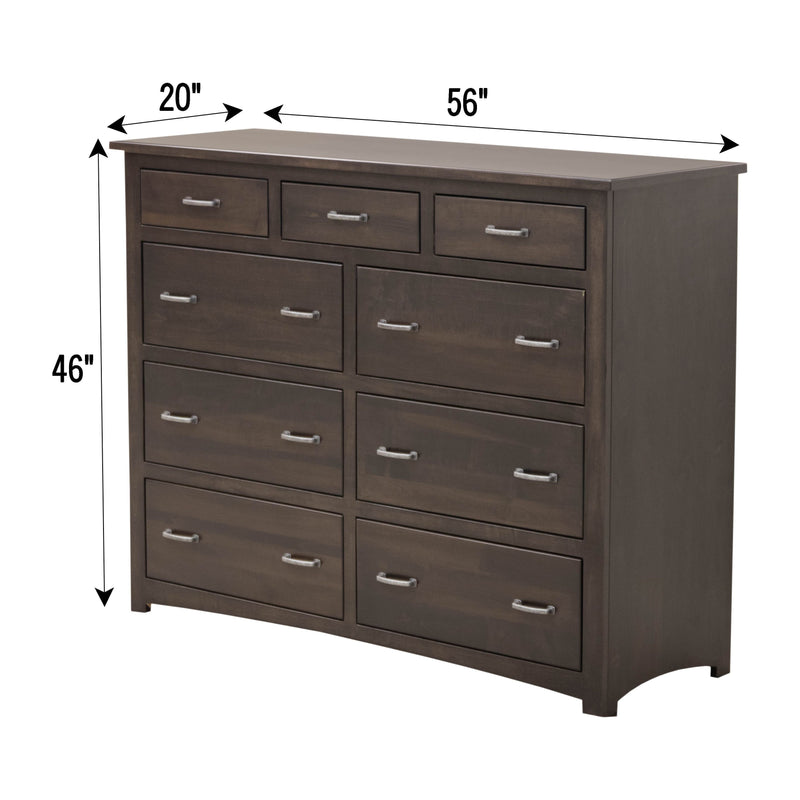 Millersburg Amish 9-Drawer Tall Dresser