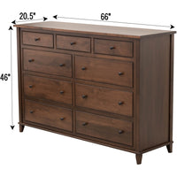 Dublin Amish 9-Drawer Tall Dresser