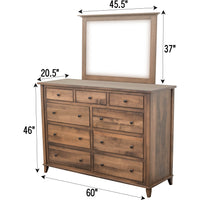 Dublin Amish 9-Drawer Tall Dresser