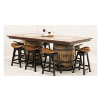Whiskey Personalized Rustic Quarter Sawn White Oak Double Barrel Pub Table | GB