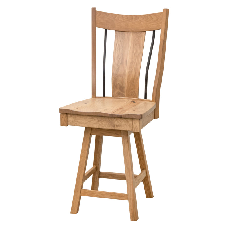 Emerald 24" Hickory Wood Swivel Bar Stool | WB