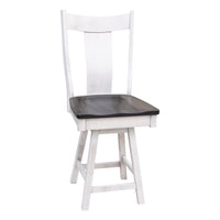 Emerald 24" White & Wood Swivel Bar Stool | M-AV&GS