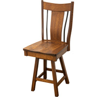 Emerald 24" Rustic Quarter Sawn White Oak Wood Swivel Bar Stool | GB
