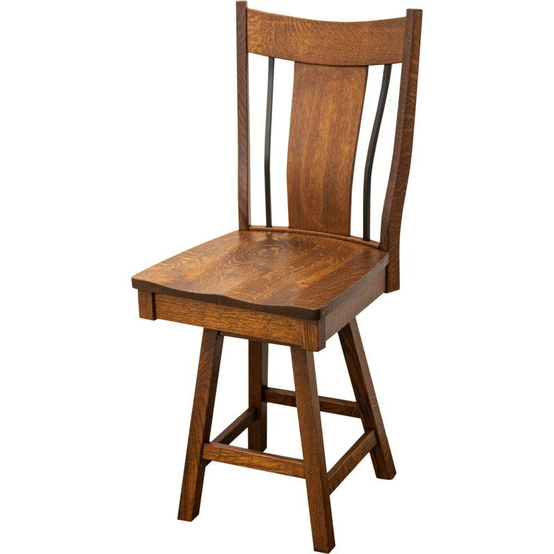 Emerald 24" Rustic Quarter Sawn White Oak Wood Swivel Bar Stool | GB