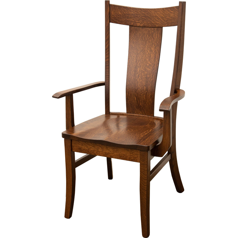 Emerald Rustic Quarter Sawn White Oak Wood Arm Dining Chair | GB