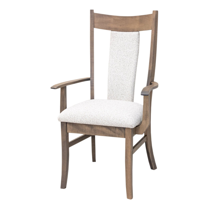 Emerald Maple Wood Arm Dining Chair with Fabric Back & Seat | SP