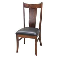 Emerald Cherry Wood Side Dining Chair with Black Faux Leather Seat | GB