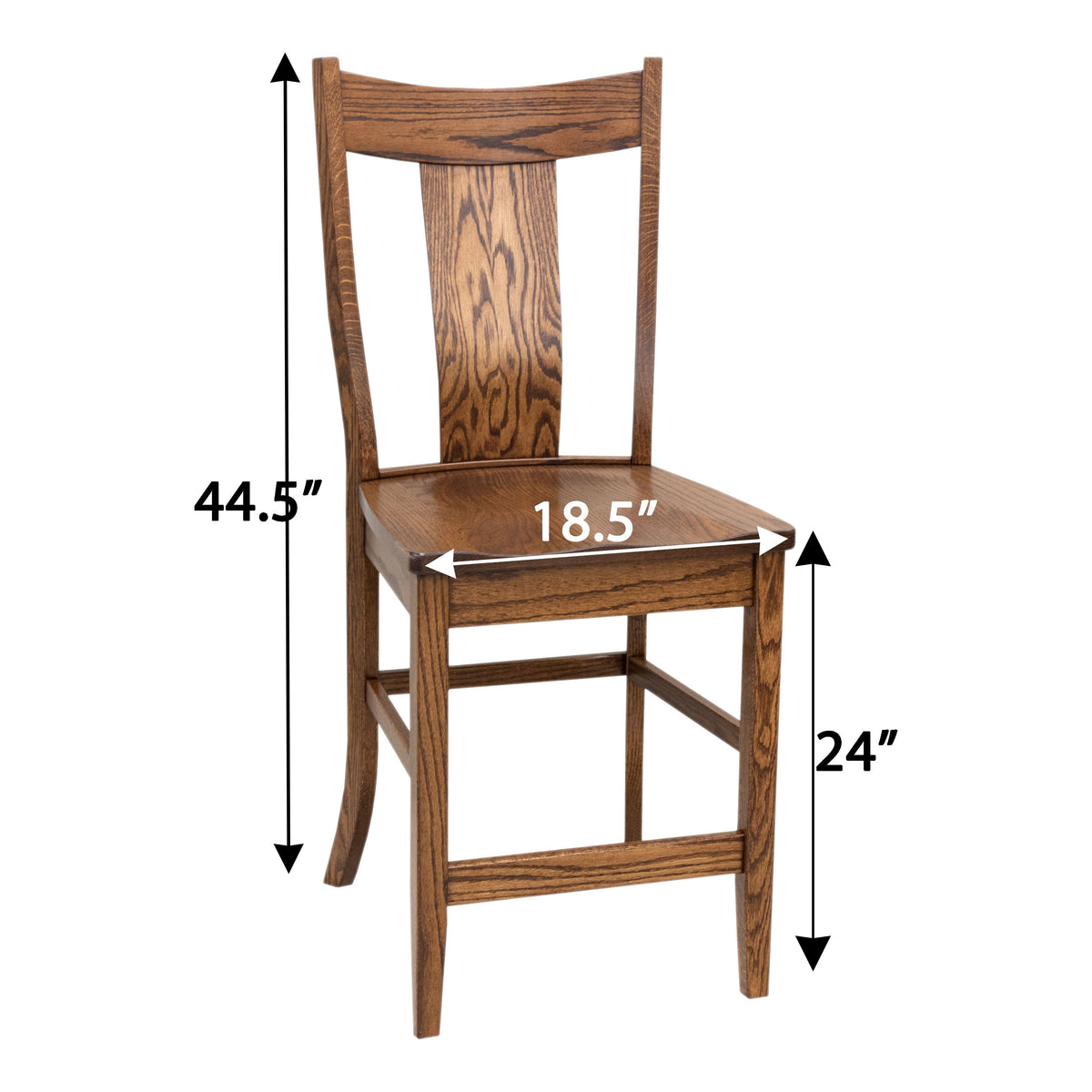Emerald 24" Quarter Sawn White Oak Wood Stationary Bar Stool | MC