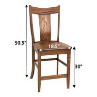 Emerald 24" Quarter Sawn White Oak Wood Stationary Bar Stool | MC