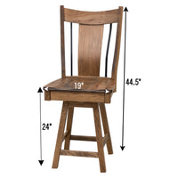 Emerald 24" Hickory Wood Swivel Bar Stool | NAT