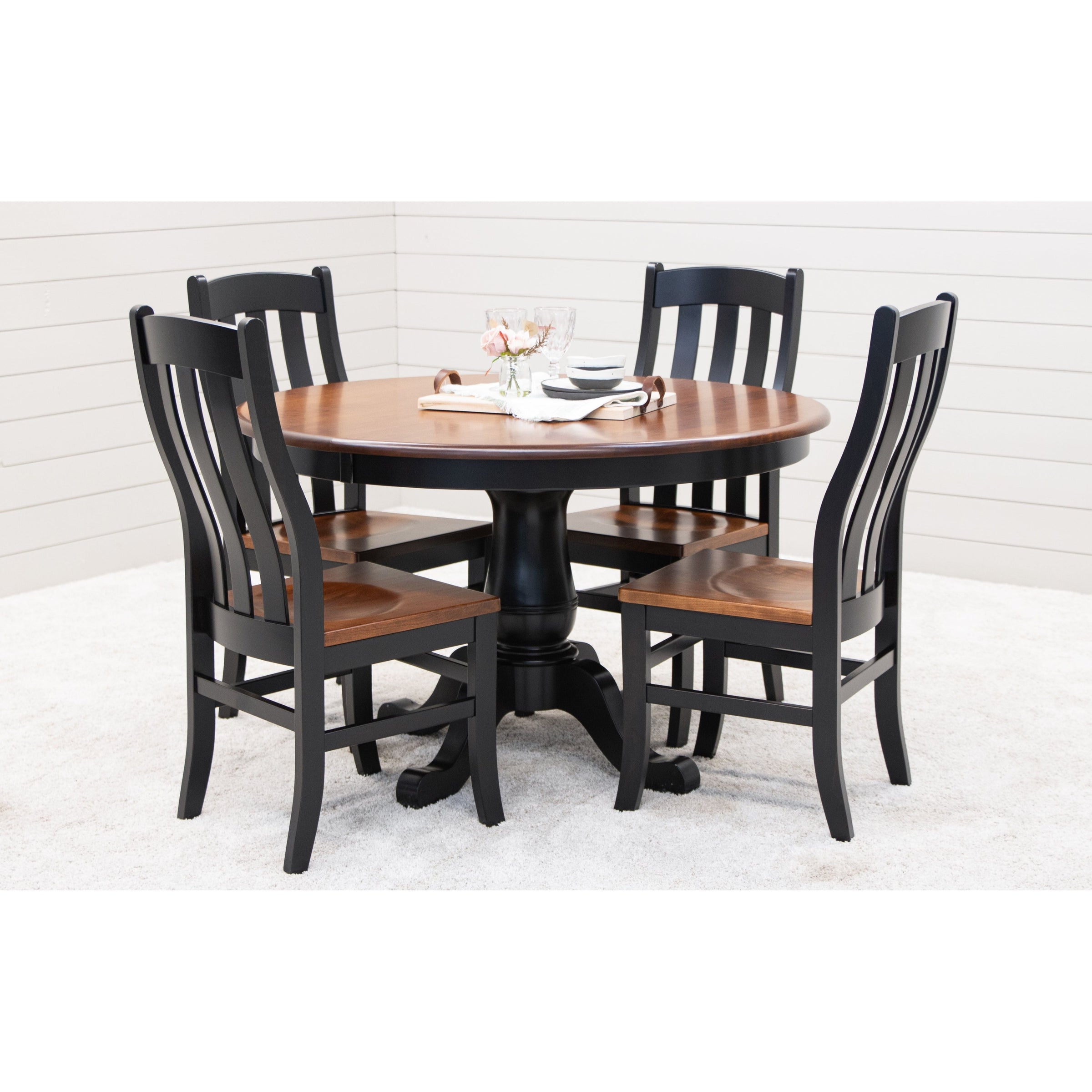 Erwin Round Black & Cherry Extending Dining Table | M-EB&C-MC