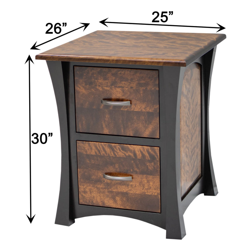 Brookstone Black & Wood 2-Drawer File Cabinet with Panels | M-EB&BIR-ASB