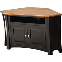 Brookstone Black & Wood Corner TV Console with VCR Shelf | M-EB&E-MC