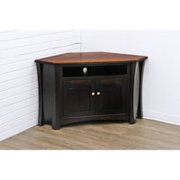 Brookstone Black & Wood Corner TV Console with VCR Shelf | M-EB&E-MC