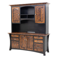 Brookstone Black & Wood Office Credenza with Hutch Top | M-EB&BIR-ASB
