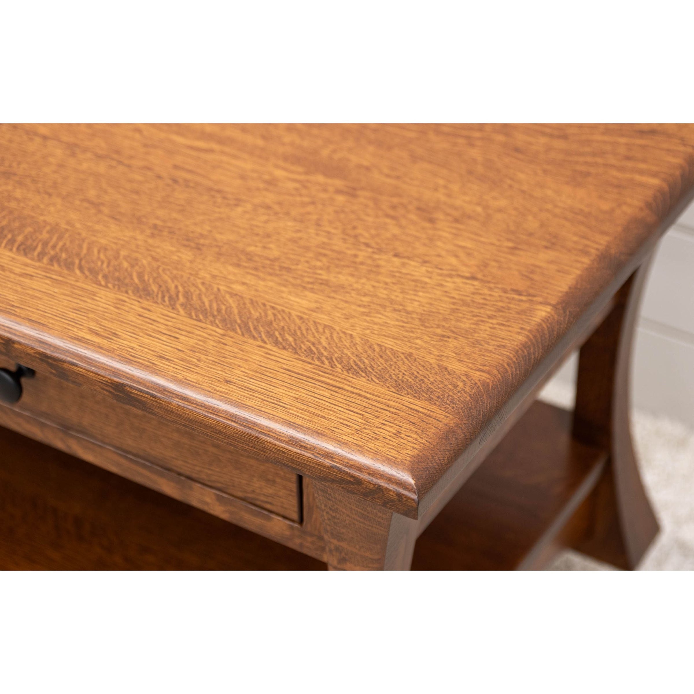 Brookstone Quarter Sawn White Oak Wood Rectangle Open Coffee Table | MC