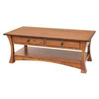 Brookstone Quarter Sawn White Oak Wood Rectangle Open Coffee Table | MC