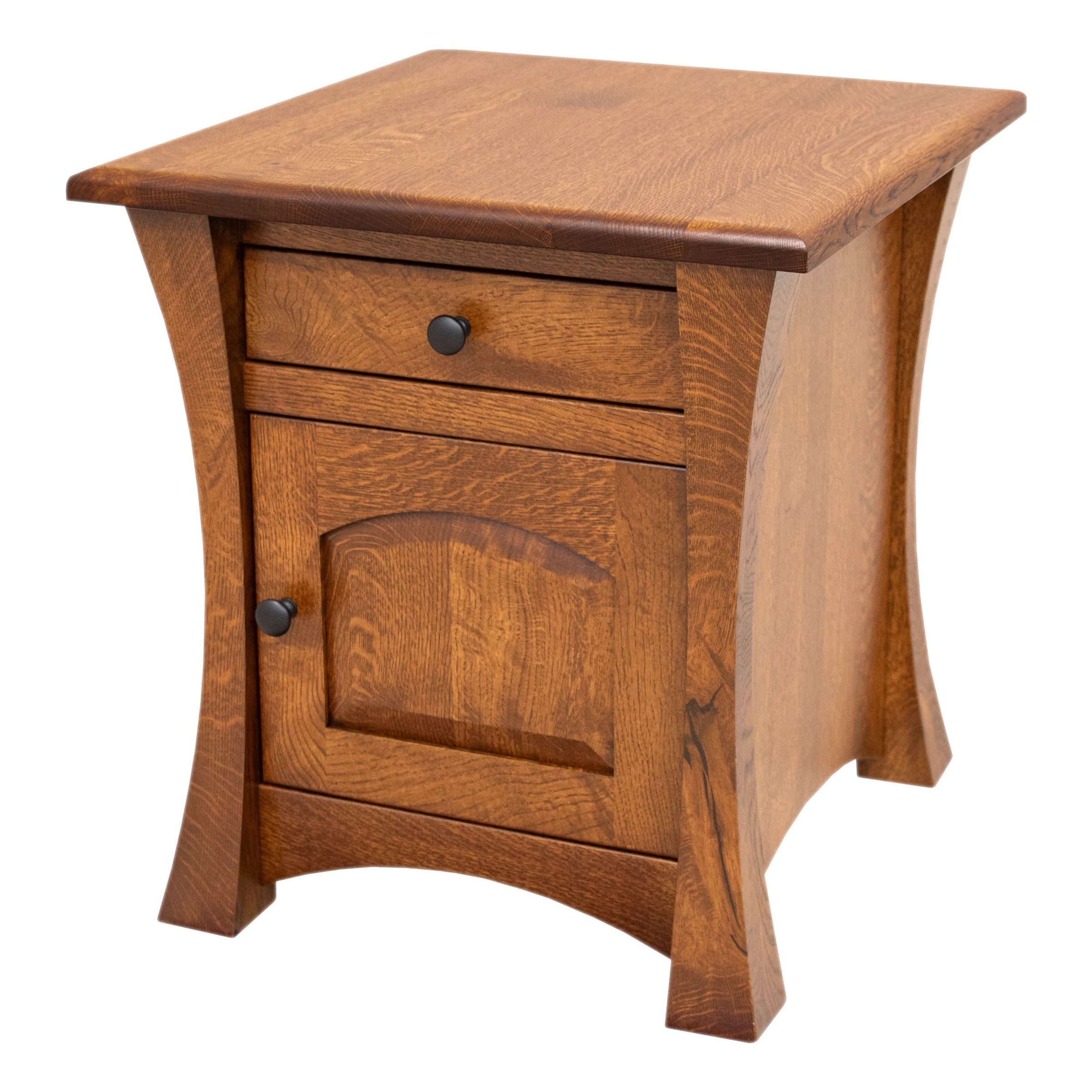 Brookstone Quarter Sawn White Oak Wood Large Square Enclosed End Table | MC