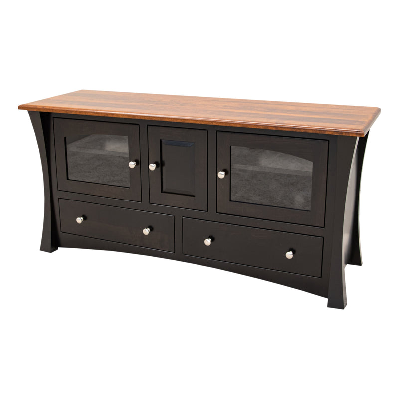Brookstone 61" Black & Wood TV Console | M-EB&C-MC