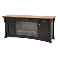 Brookstone 72" Black & Wood TV Console with Electric Fireplace Insert | M-EB&E-MC