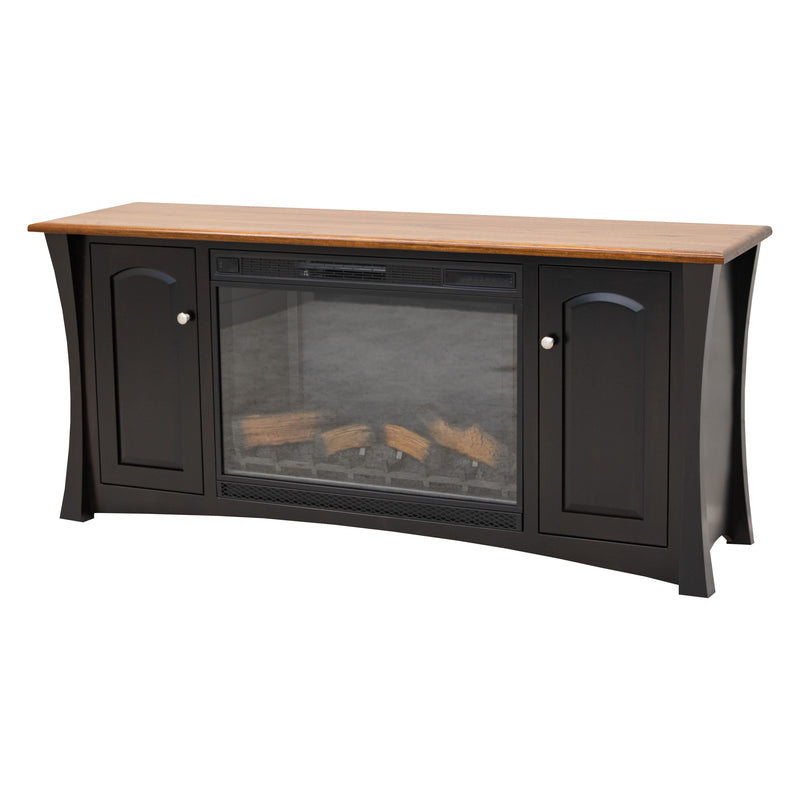Brookstone 72" Black & Wood TV Console with Electric Fireplace Insert | M-EB&E-MC