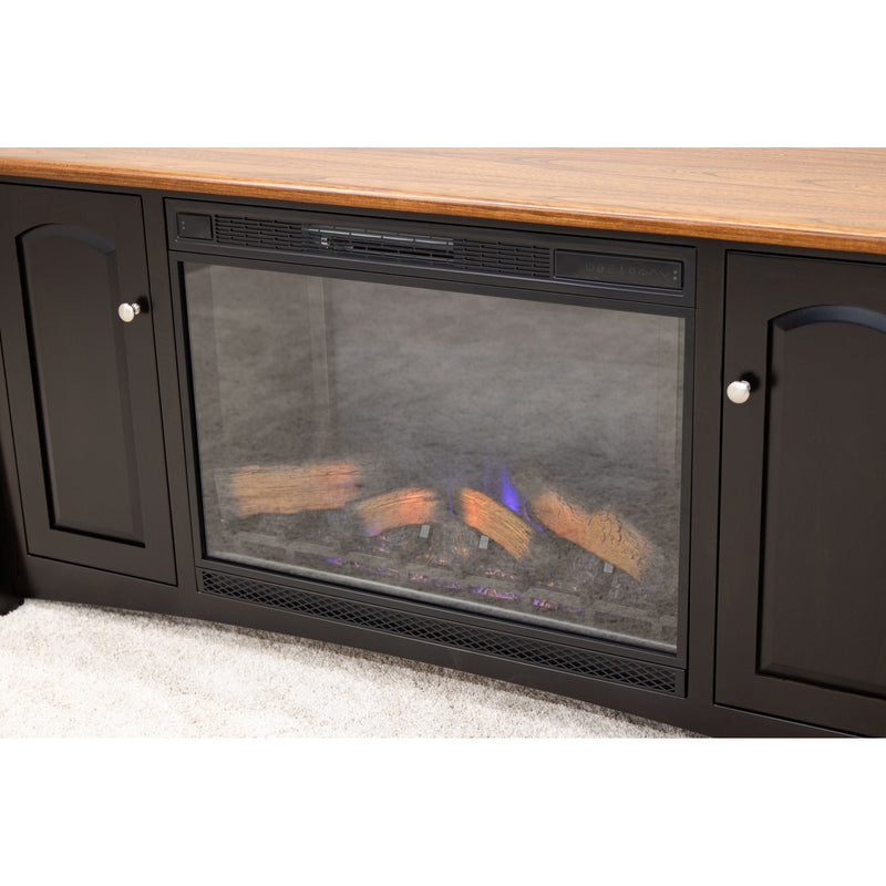 Brookstone 72" Black & Wood TV Console with Electric Fireplace Insert | M-EB&E-MC