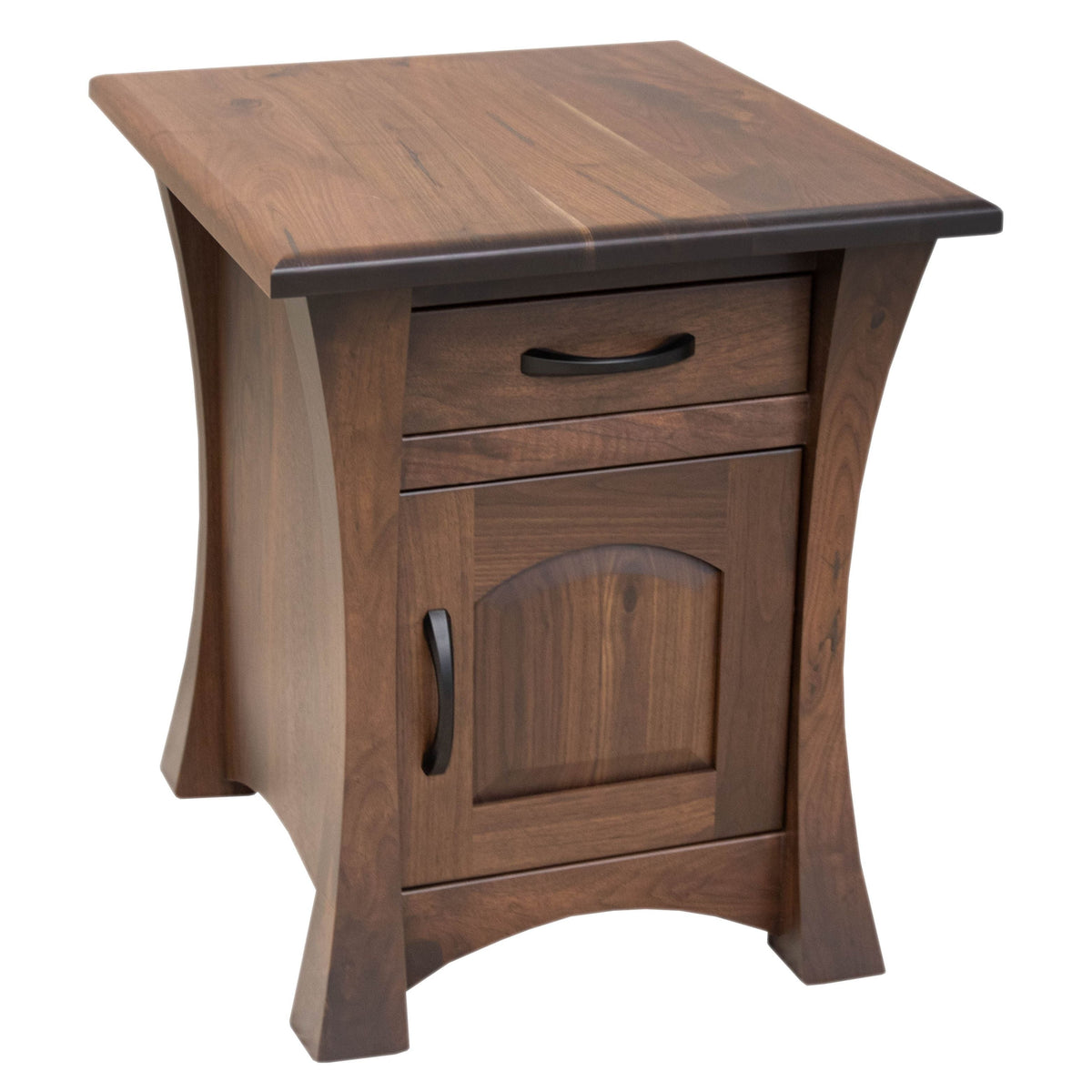 Brookstone Walnut Wood Large Square Enclosed End Table | CO