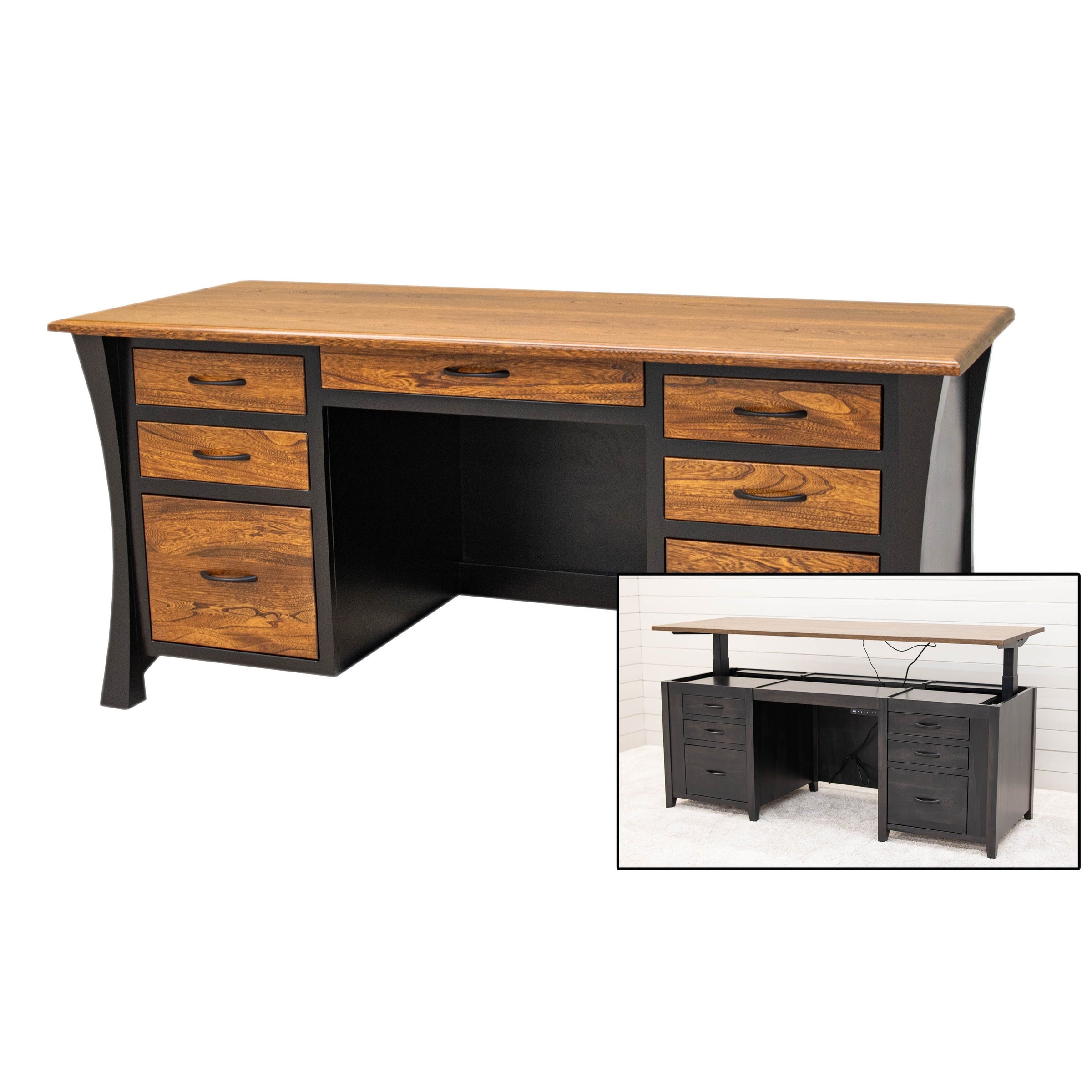 Brookstone Black & Elm Wood Executive Desk | M-EB&E-MC