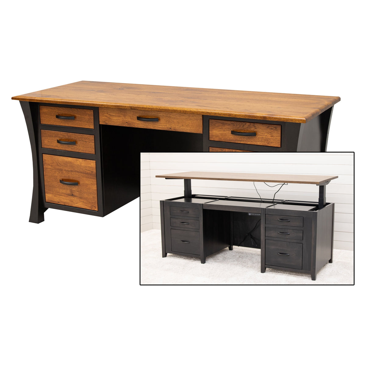 Brookstone Black & Wood Executive Desk | M-EB&RH-MC