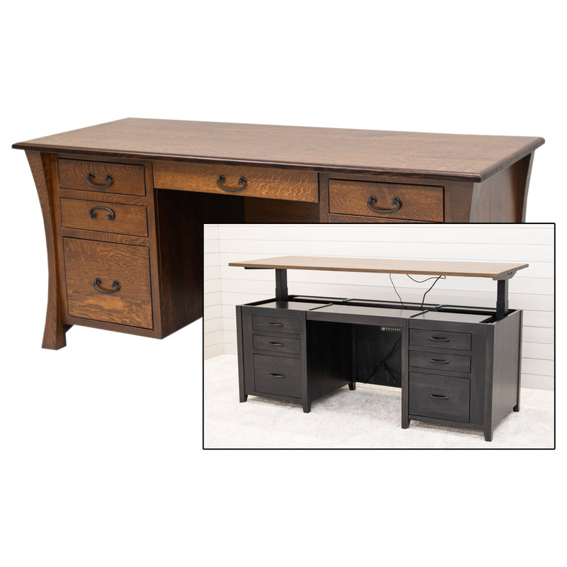 Brookstone Quarter Sawn White Oak Wood Executive Desk | ASB