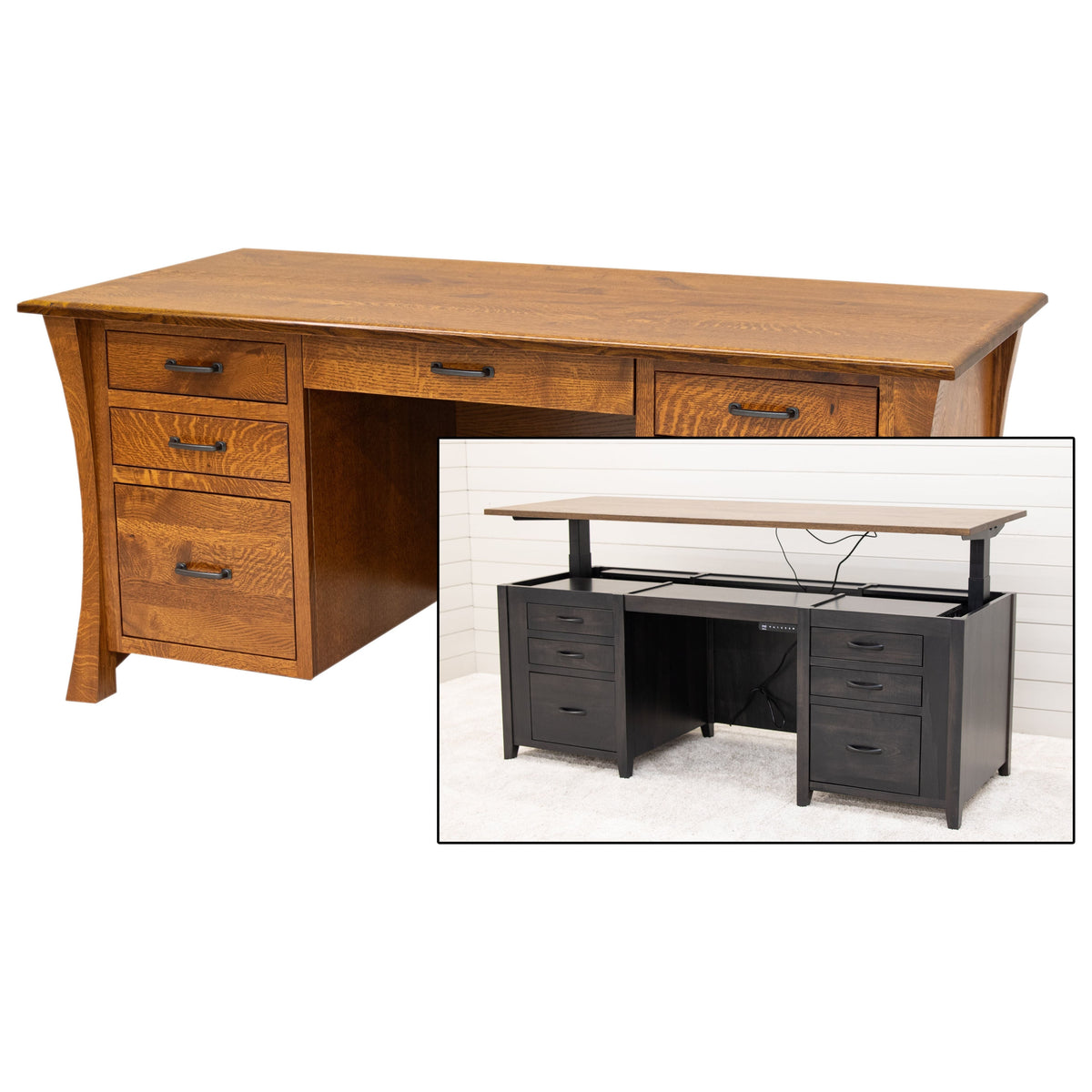 Brookstone Quarter Sawn White Oak Wood Executive Desk | MC