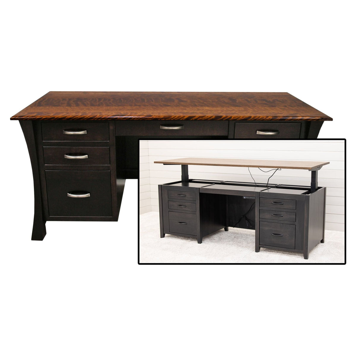 Brookstone Black & Wood Executive Desk | M-EB&BIR-ASB