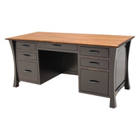 Brookstone Black & Elm Wood Executive Desk with Panels | M-EB&E-MC