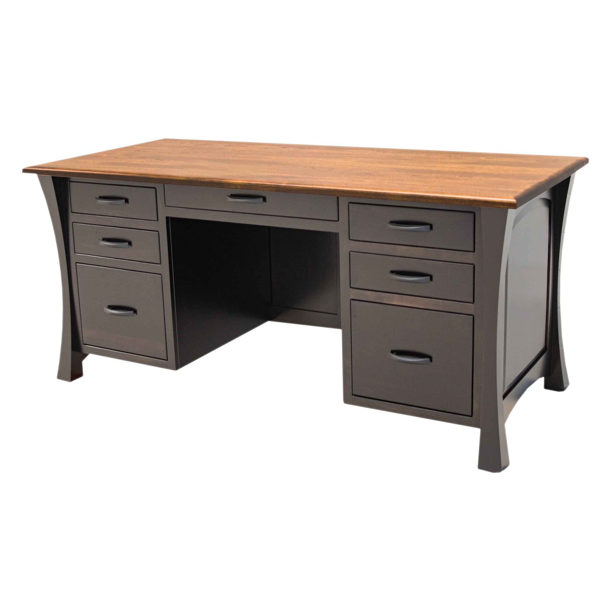Brookstone Black & Elm Wood Executive Desk with Panels | M-EB&E-MC